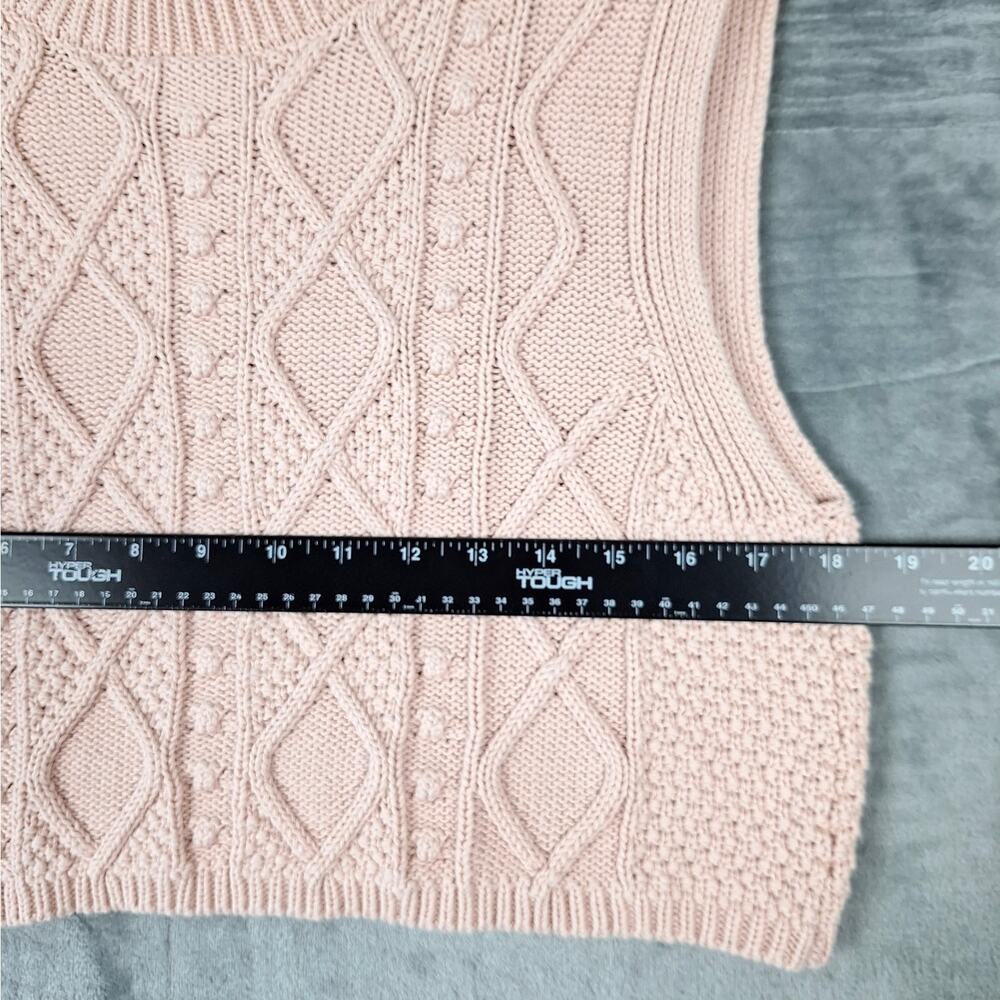 Womens Sweater Vest Large Pink Preppy Academia‎ Cable Knit Bobble Boho Old Money - Picture 4 of 6
